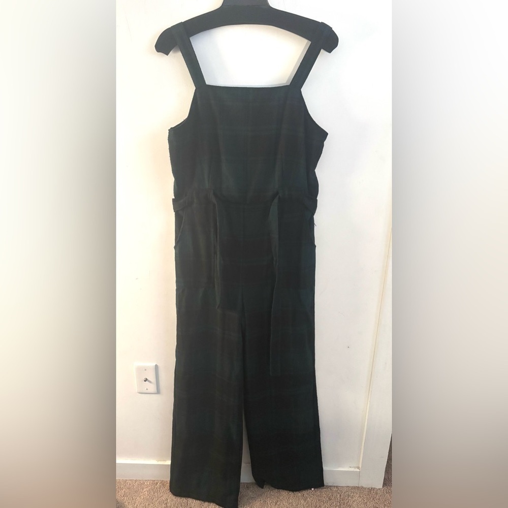 Womens Plaid Jumpsuit Blackwatch X-Large Green Tartan Academia indie Wide Leg
